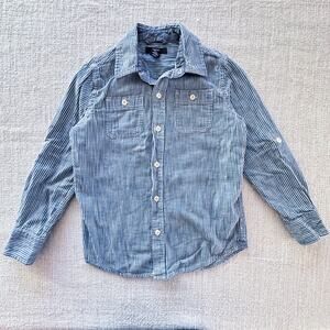 Gap Boy's Railroad Stripe Denim Shirt VGUC 6/7